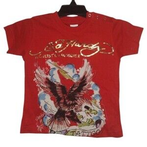 Ed Hardy Kids T-shirt Sz. 12-18 Months Eagle Lightning Bolt Red RARE New w/ Tags